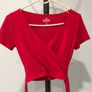 Red wrapped crop top